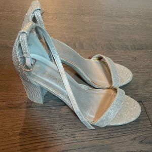 Silver heeled sandals - size 6